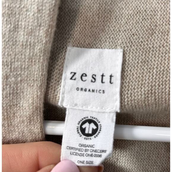 Zestt Organic Cotton Sleeveless Knit Duster Open Cardigan Beige White One‎ Size - Picture 7 of 10